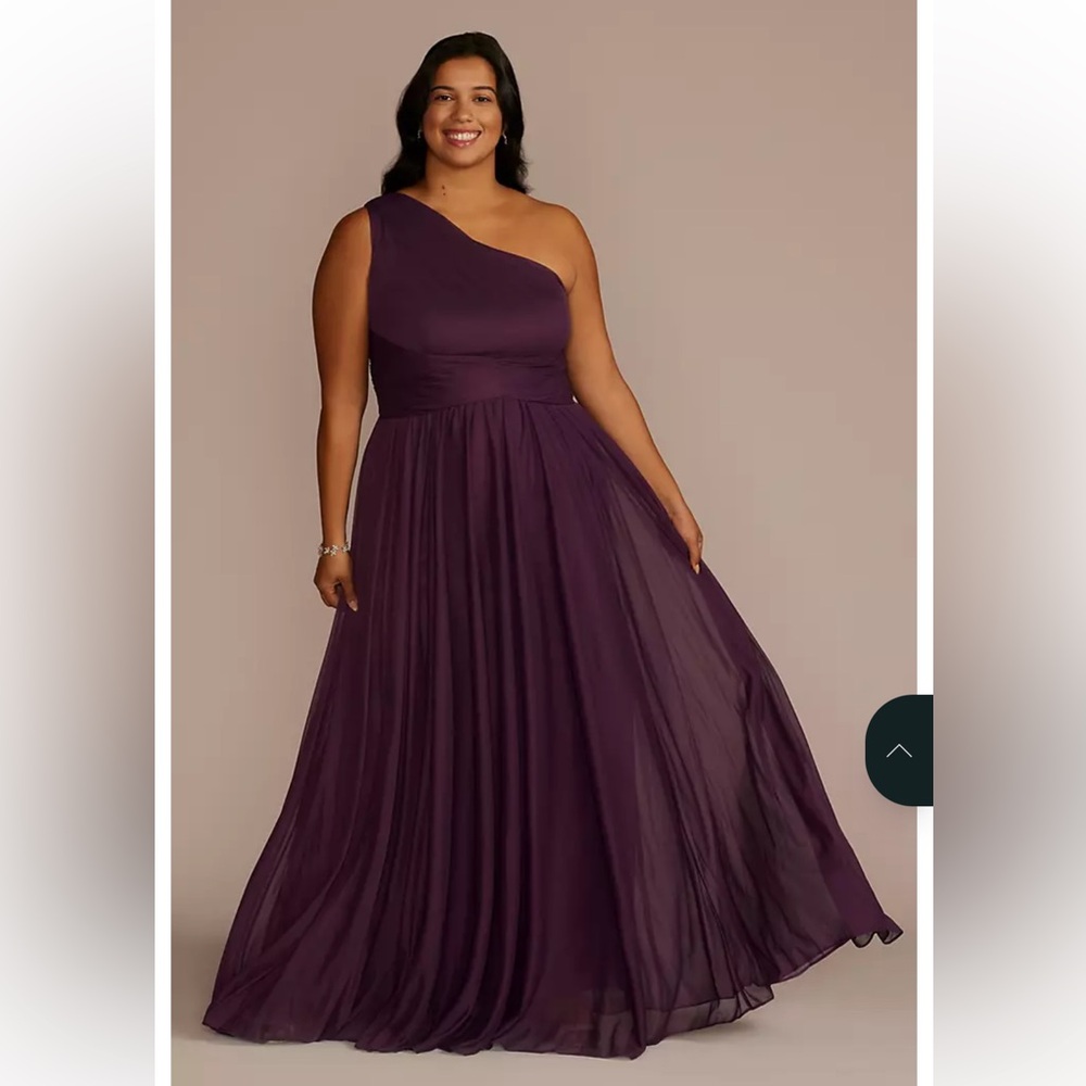 David's Bridal One-Shoulder Gown in Deep Purple